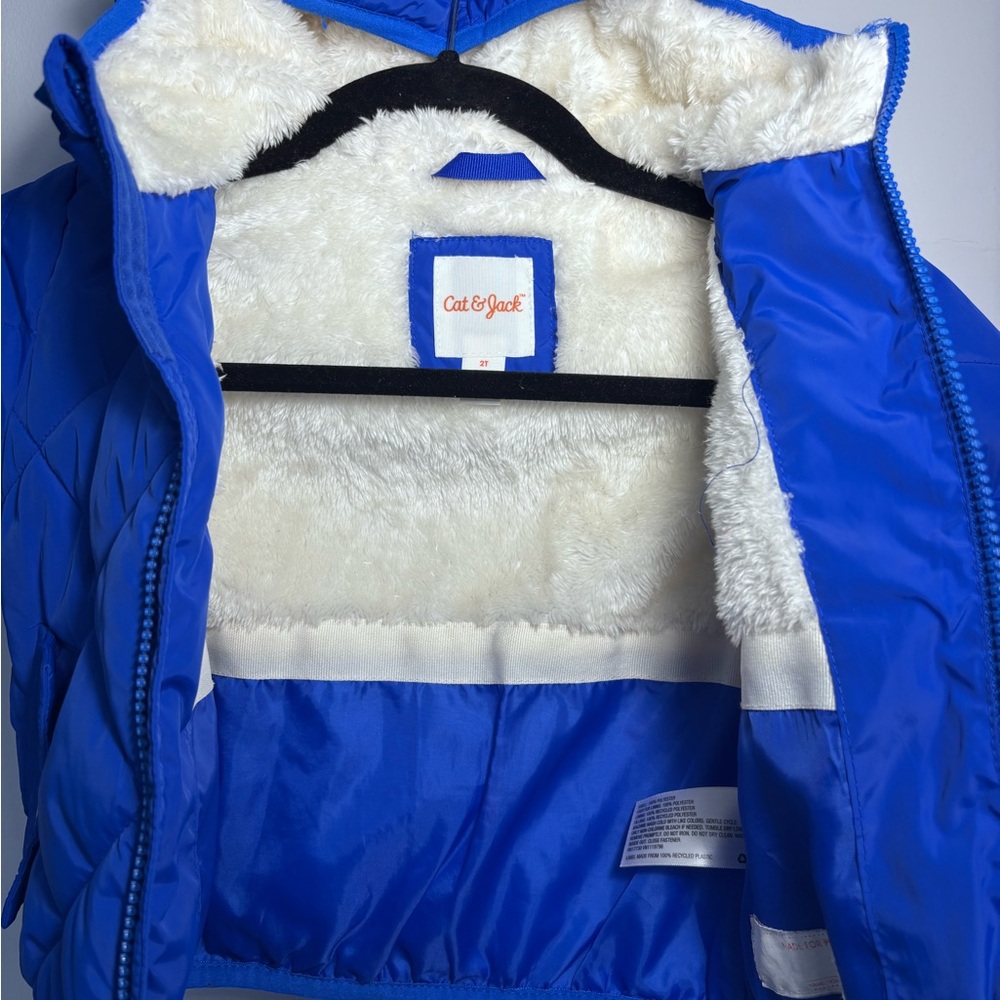 Cat & Jack Quilted & Lined Blue Boys Coat – Size 2T - Picture 5 of 6